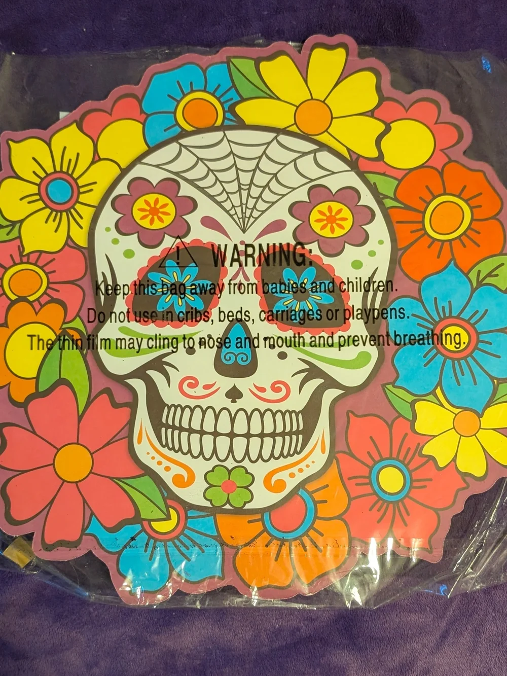 NWT Day of the Dead Sugar Skull Wall Hanging Halloween Glitter Sign